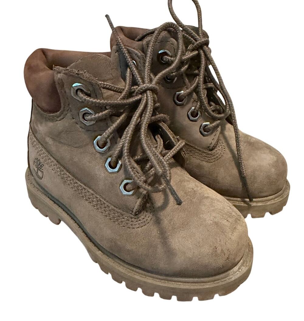 Timberland Toddler Premium 6-In Waterproof Boots Size 7T Taupe Brown TB0A6BE6EM5